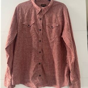 Patagonia Long Sleeve Pearl Snap Button Down Shirt, Men’s XXL Hemp Blend Red Top